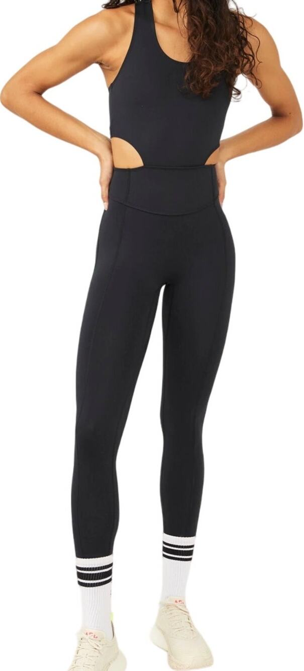 Free People Movement Back It Up Onesie Jumpsuit Workout Cropped Cutout Black XS